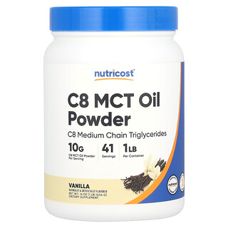Nutricost, C8 MCT Oil Powder, C8 MCT-Ölpulver, Vanille, 454 g (1 lb.)