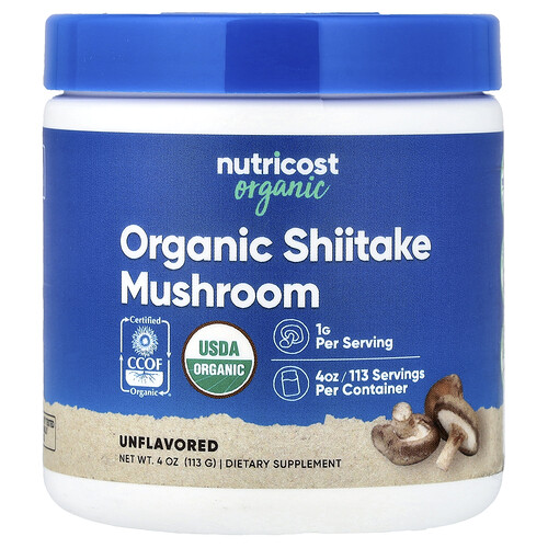 Nutricost, Organic Shiitake Mushroom, Unflavored, 4 oz (113 g)