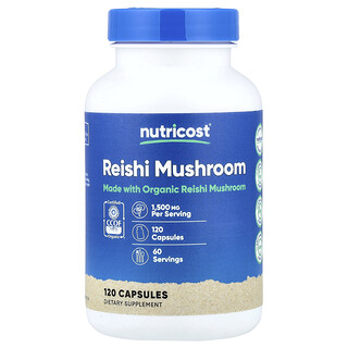Nutricost, Гриб рейши, 120 капсул (750 мг в каждой капсуле)