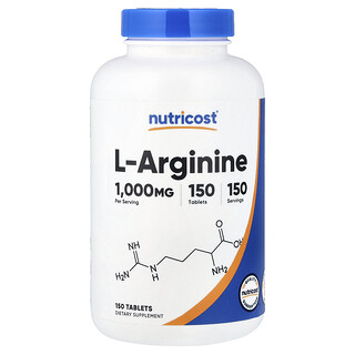 Nutricost, L-arginina, 1.000 mg, 150 comprimidos