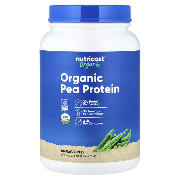 Nutricost Organic Pea Protein, Unflavored, 2 lb (907 g)