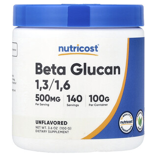 Nutricost, Beta Glucan 1,3/1,6, Unflavored, 3.6 oz (100 g)