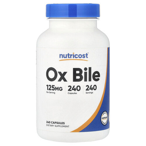 Nutricost Ox Bile , 125 mg , 240 Capsules