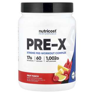 Nutricost, Performance, PRE-X, Complexe pré-entraînement Xtreme, Punch aux fruits, 1002 g