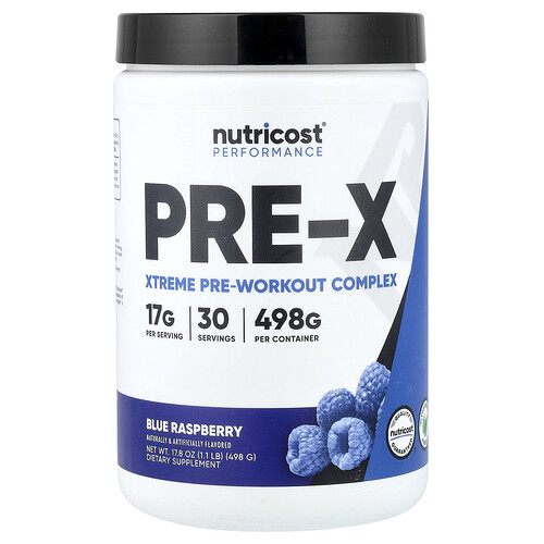 Nutricost Performance, PRE-X, Xtreme Pre-Workout Complex, Blue Raspberry, 1.1 lb (498 g)