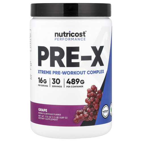 Nutricost Performance, PRE-X, Xtreme Pre-Workout Complex, Grape, 1.1 lb (489 g)