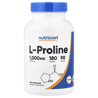 Nutricost, L-Proline, 180 Kapsul (500 mg setiap Kapsul)