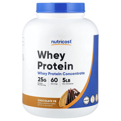 Nutricost, Concentrado de proteína de suero de leche, Chocolate y manjares, 2268 g (5 lb)