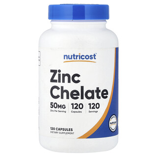 Nutricost, Quelato de zinc, 50 mg, 120 cápsulas