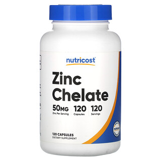 Nutricost, Chelat de zinc, 50 mg, 120 capsule