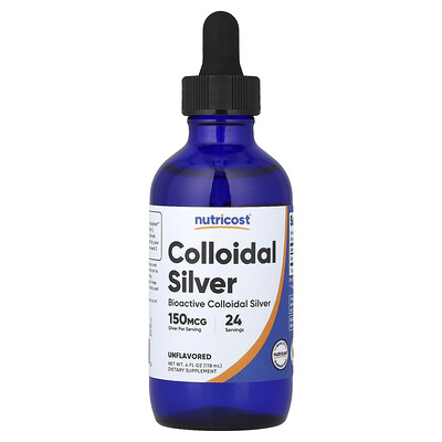 Nutricost, Plata coloidal, Sin sabor, 118 ml (4 oz. líq.)