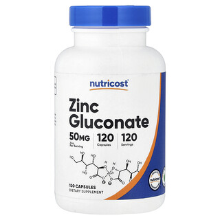 Nutricost, Zink Glukonat, 50 mg, 120 Kapsul