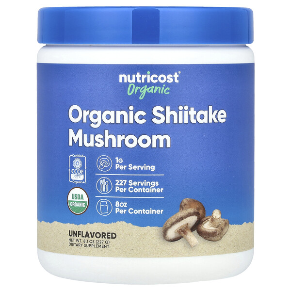 Nutricost Organic Shiitake Mushroom Powder, Unflavored, 8 oz (227 g)
