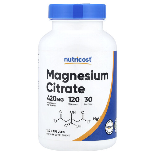 Nutricost, Citrato de magnesio, 120 cápsulas (105 mg por cápsula)