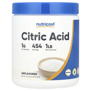 Nutricost, Ácido Cítrico, Sem Sabor, 454 g (16,2 oz)