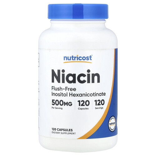 Nutricost, Niacin, Flush-Free, 500 mg, 120 Capsules