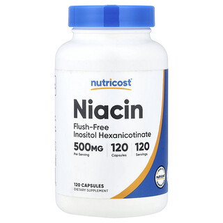 Nutricost, Niacin, Flush-Free, 500 mg, 120 Capsules