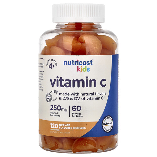 Nutricost, Kids, Vitamin C Gummies, Vitamin-C-Fruchtgummis für Kinder, ab 4 Jahren, Orange, 120 Fruchtgummis