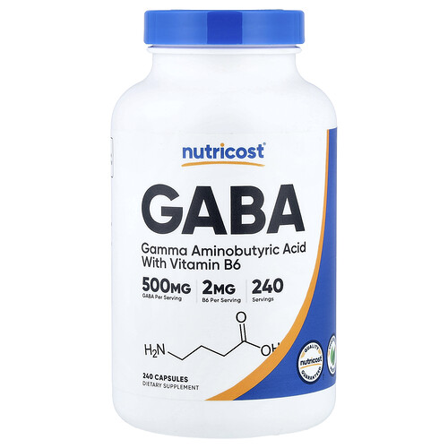 Nutricost GABA with Vitamin B6, 240 Capsules