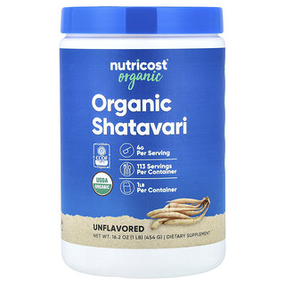 Nutricost, органическая шатавари, без добавок, 454 г (1 фунт)