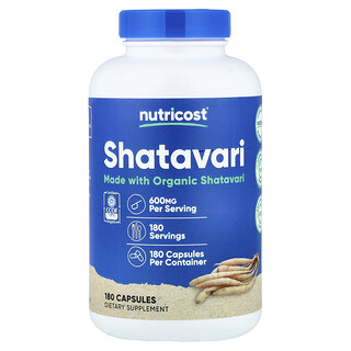 Nutricost, шатавари, 600 мг, 180 капсул