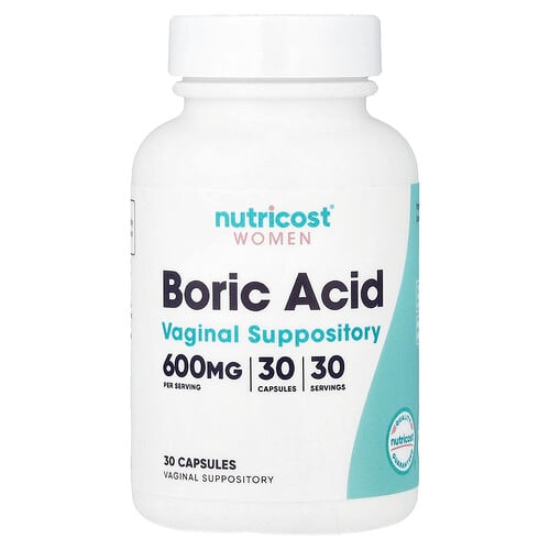 Nutricost Women, Boric Acid, Vaginal Suppository, 600 mg, 30 Capsules
