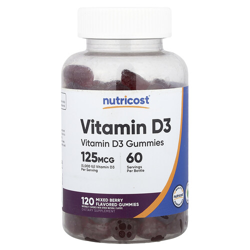 Nutricost, Vitamin D3 Gummies, Mixed Berry, 120 Gummies (62.5 mg per Gummy)