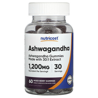 Nutricost, Gomitas de ashwagandha, Bayas mixtas, 60 gomitas (600 mg por gomita)