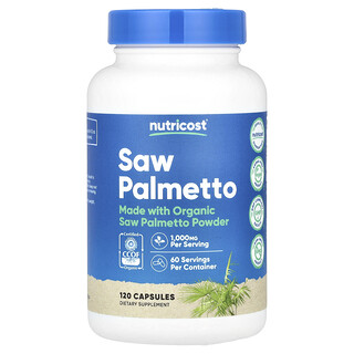 Nutricost, Palma enana americana, 120 cápsulas (500 mg por cápsula)
