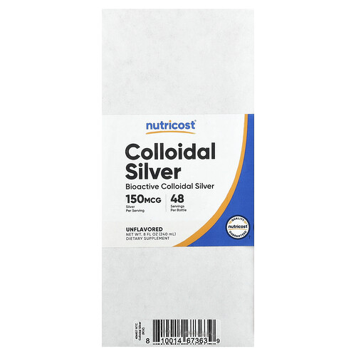Nutricost, Colloidal Silver, Unflavored, 8 fl oz (240 ml)