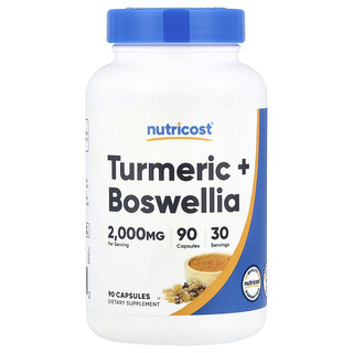 Nutricost, Zerdeçal + Boswellia, 90 Kapsül