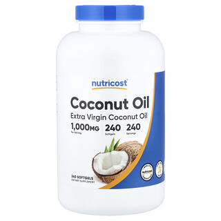 Nutricost, Minyak Kelapa Ekstra Murni, 1.000 mg, 240 Kapsul
