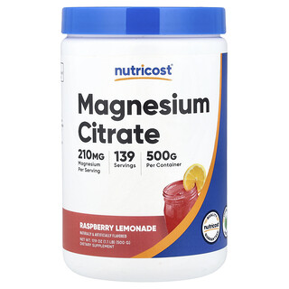 Nutricost, Citrato de magnesio, Limonada de frambuesa, 500 g (17,9 oz)