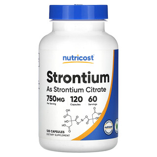 Nutricost, 鍶，750 毫克，120 粒膠囊（每粒膠囊 375 毫克）