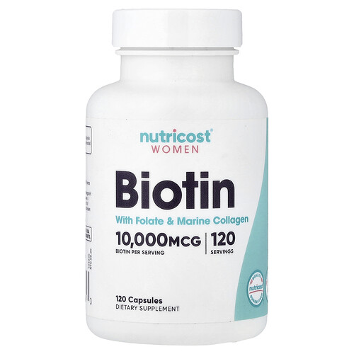 Nutricost, Women, Biotin With Folate & Collagen, Biotin mit Folat und Kollagen, 120 Kapseln