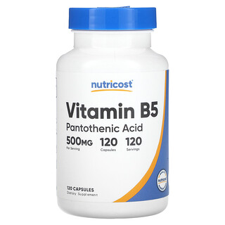 Nutricost, Vitamina B5, 500 mg, 120 Cápsulas