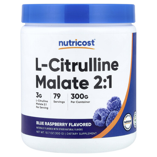 Nutricost, L-Citrulline Malate 2:1, L-Citrullin-Malat 2:1, Blaue Himbeere, 300 g (10,7 oz.)