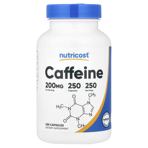 Nutricost, Koffein, 200 mg, 250 Kapseln