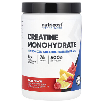 Product Image for Nutricost, Performance, Creatine Monohydrate, Fruit Punch, 1.1 lbs (500 g)