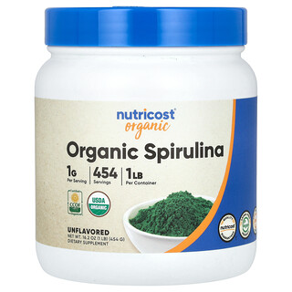 Nutricost, Spirulina organică, fără arome, 16,2 oz (454 g)