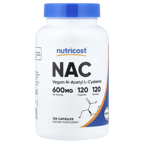 Nutricost, NAC, Vegan N-Acetyl L-Cysteine, 600 mg, 120 Capsules