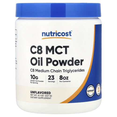 Nutricost, Aceite de MCT C8 en polvo, Sin sabor, 227 g (8.1 oz)