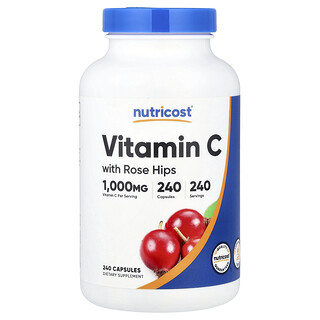 Nutricost, Vitamin C with Rose Hips, 240 Capsules