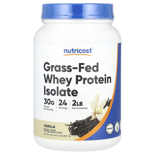 Nutricost, Isolat Protein Whey dari Grass-Fed, Vanila, 907 g (2 pon)