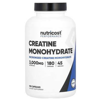 Product Image for Nutricost, Performance, Creatine Monohydrate, 180 Capsules (750 mg per Capsule)