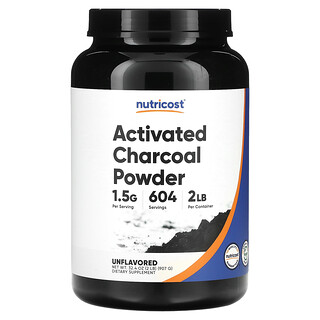 Nutricost, Pudră de cărbune activat, fără arome, 2 lb (907 g)