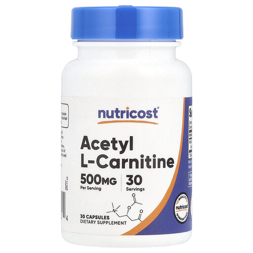 Nutricost Acetyl L-Carnitine, 500 mg, 30 cápsulas