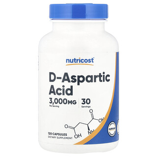 Nutricost, D-天门冬氨酸，3000 毫克，120 粒胶囊（每粒胶囊 750 毫克）
