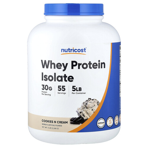 Nutricost, Whey Protein Isolate, Molkenproteinisolat, Cookies N Cream, 2.268 g (5 lb.)