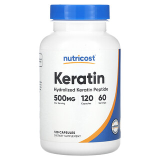 Nutricost, Cheratina, 120 capsule (250 mg per capsula)